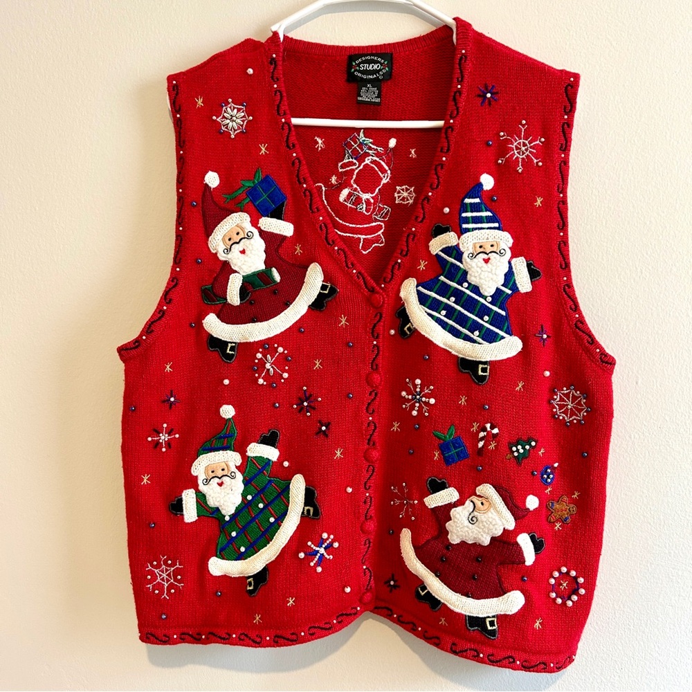 Designers Studio Originals Vintage Christmas Sweater Vest Size XL